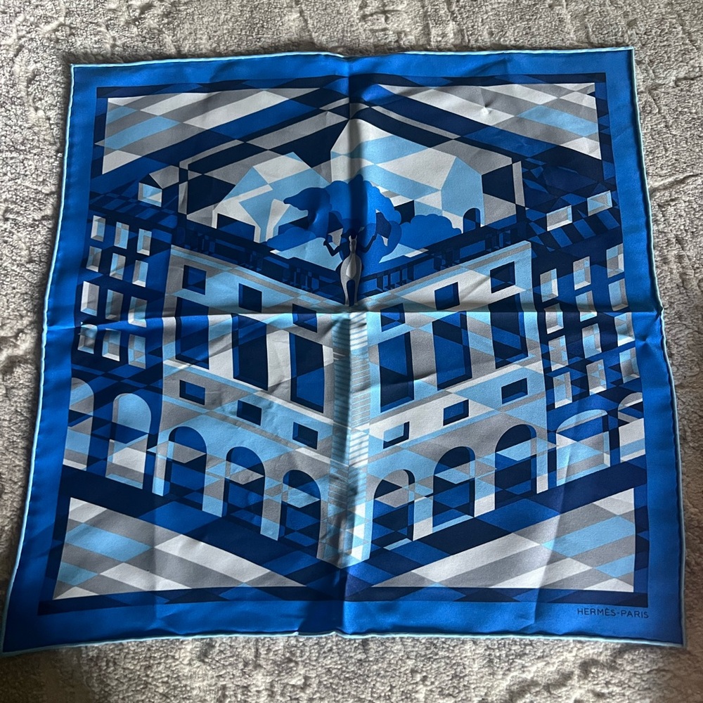 HERMES Faubourg En Perspective Pocket Square